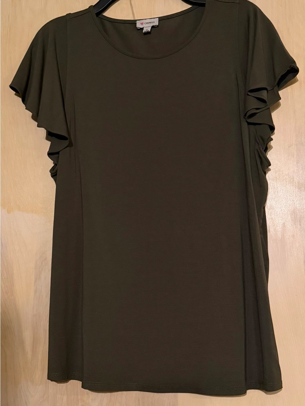 NWOT Daniel Cremieux olive green Sz M blouse rayon & elastane.